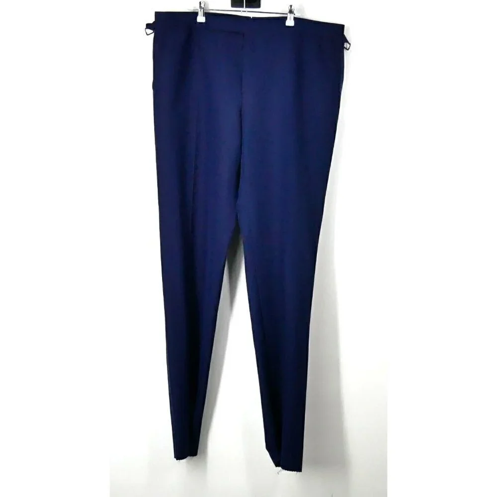 NWT Ralph‎ Lauren Fairbanks Tuxedo Wool Slim Fit Pants Navy Blue 46R